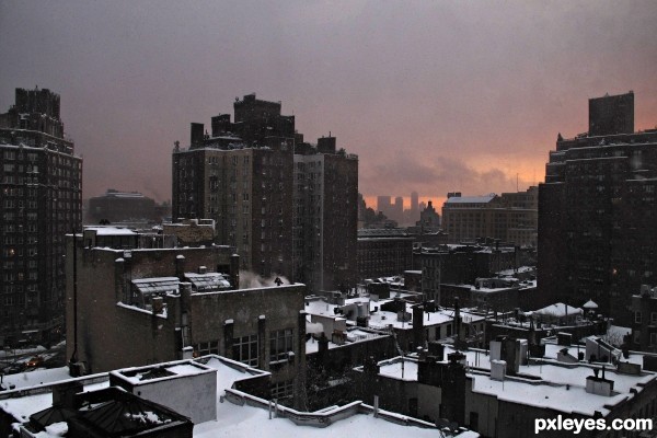 NYC Snow Storm Sunset